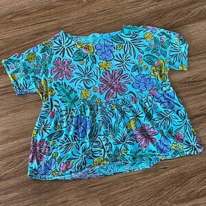Fresh Produce boxy babydoll top tropical print oversized slouchy size M/L boho